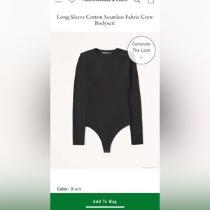 Abercrombie Black Bodysuit- brand new without tags. Size L